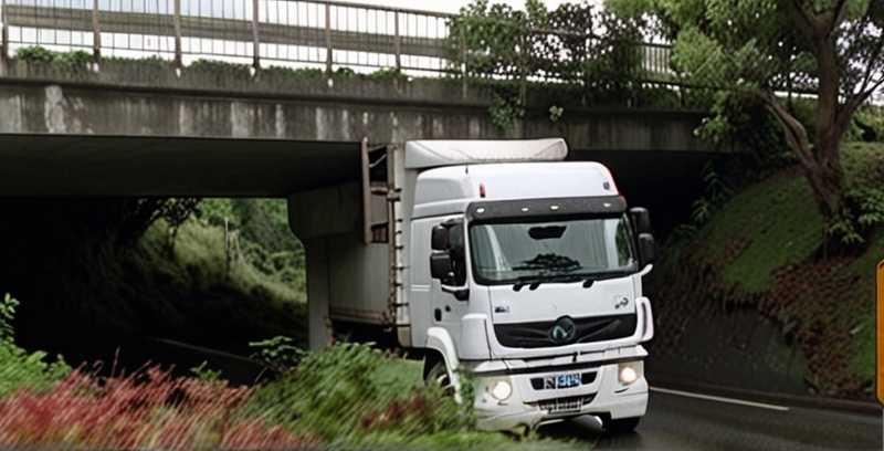 грузовик Renault под мостом